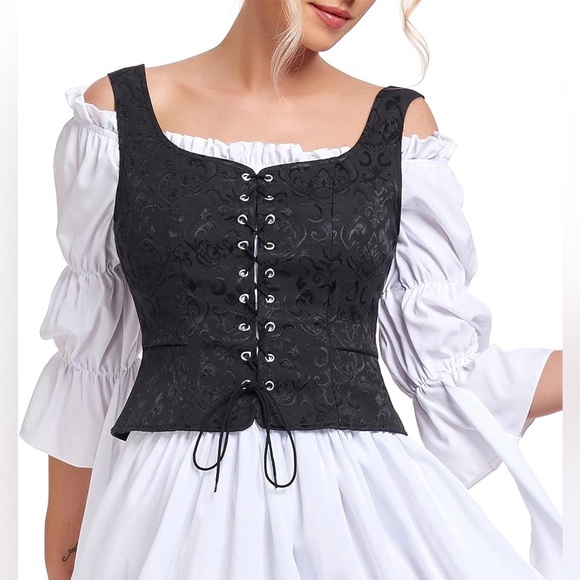 Paisley Jacquard LaceUp Bodice Vest - Picture 2 of 7